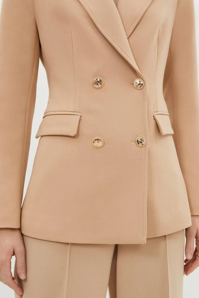 Coats and Jackets Women Karen Millen Tall Compact Essential Tailored Double Breasted Blazer Camel