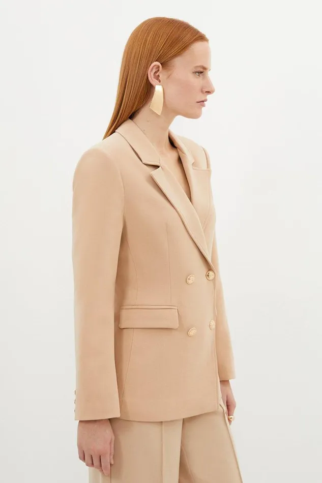Coats and Jackets Women Karen Millen Tall Compact Essential Tailored Double Breasted Blazer Camel