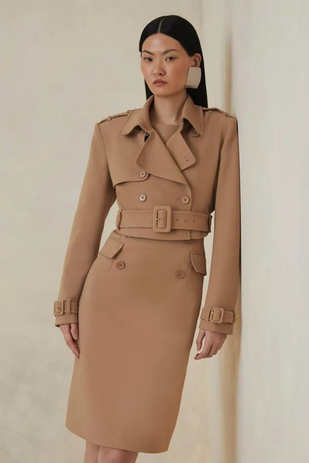 Coats and Jackets Women Karen Millen The Founder Compact Stretch Cropped Tailored Blazer Camel Coats and Jackets Women Karen Millen The Founder Compact Stretch Cropped Tailored Blazer Camel