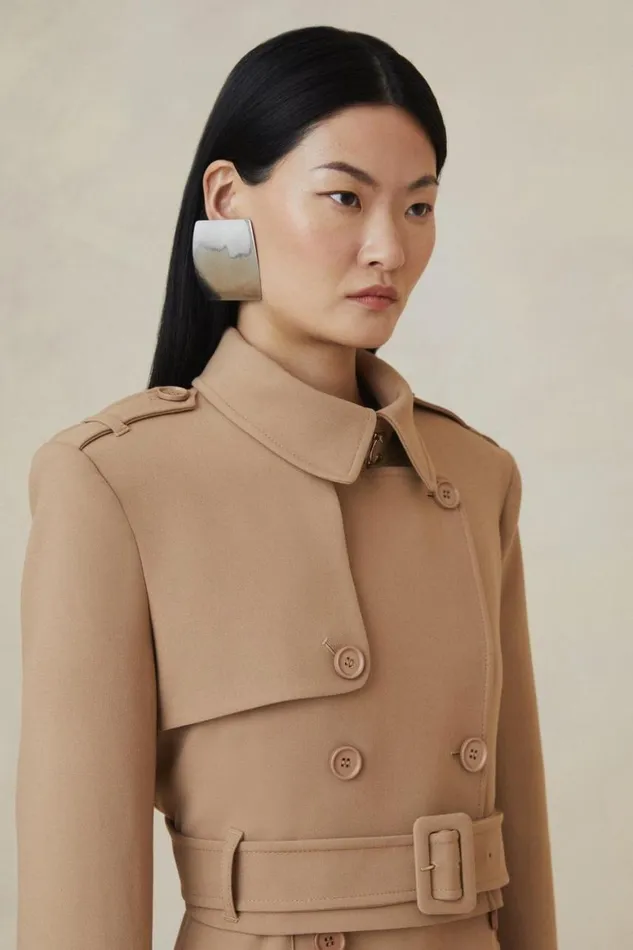 Coats and Jackets Women Karen Millen The Founder Compact Stretch Cropped Tailored Blazer Camel