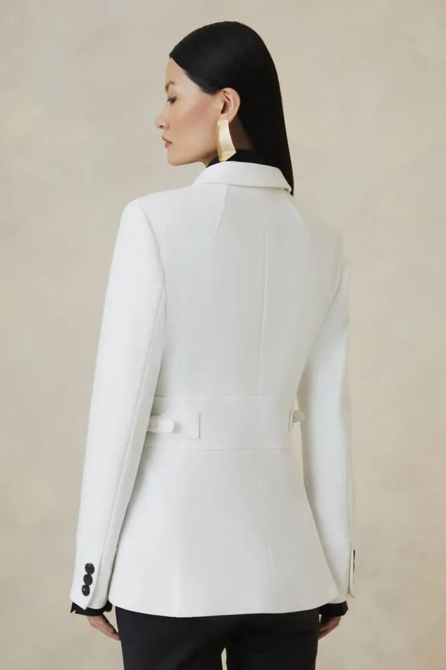 Coats and Jackets Women Karen Millen The Founder Compact Stretch Tailored Tab Jacket Ivory