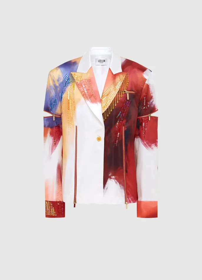 Coats and Jackets Women LEO LIN Brielle Blazer 8211 Reminiscence Print