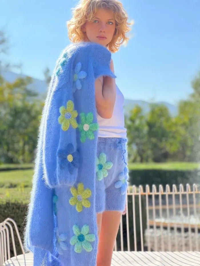 Coats Women Rose Carmine COAT FREE FLOWERS BLEU