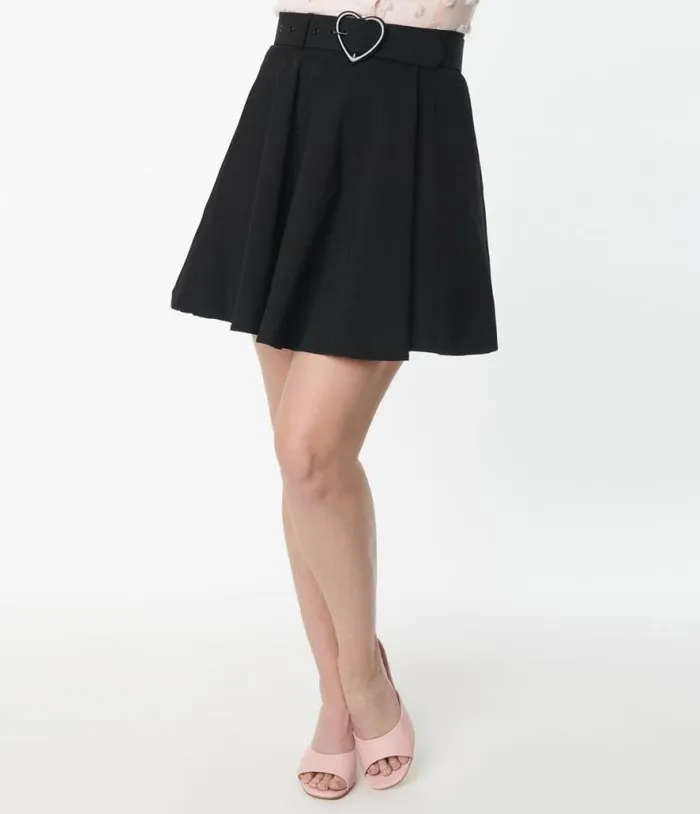 Collectif Black Adore Flare Skirt ClothingPlus Unique Vintage Skirts
