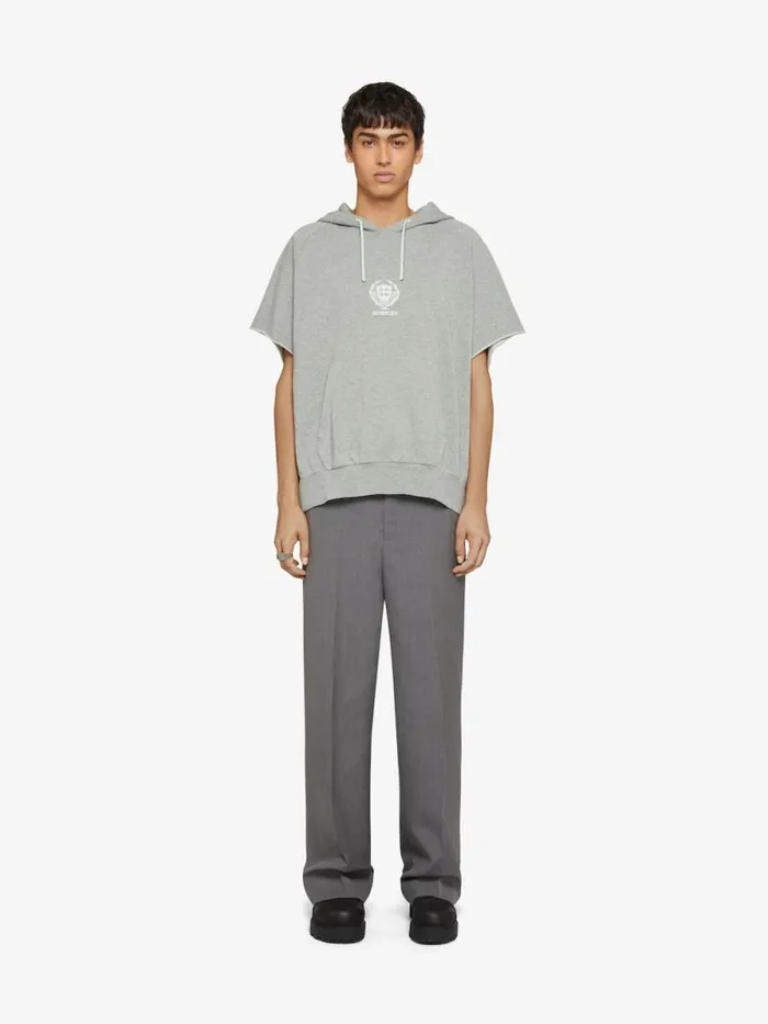 Crest Oversized Sleeveless Hoodie In Fleece Aqua Green Men Givenchy Sweatshirts and Hoodies