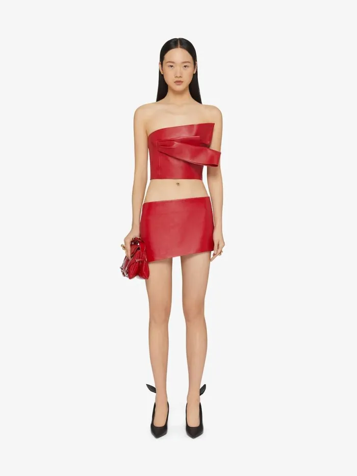 Cropped Bustier Top In Leather With Draped Detail Red Cherry Women Givenchy Tops and Shirts Cropped Bustier Top In Leather With Draped Detail Red Cherry Women Givenchy Tops and Shirts
