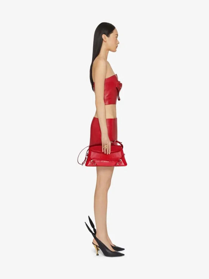 Cropped Bustier Top In Leather With Draped Detail Red Cherry Women Givenchy Tops and Shirts