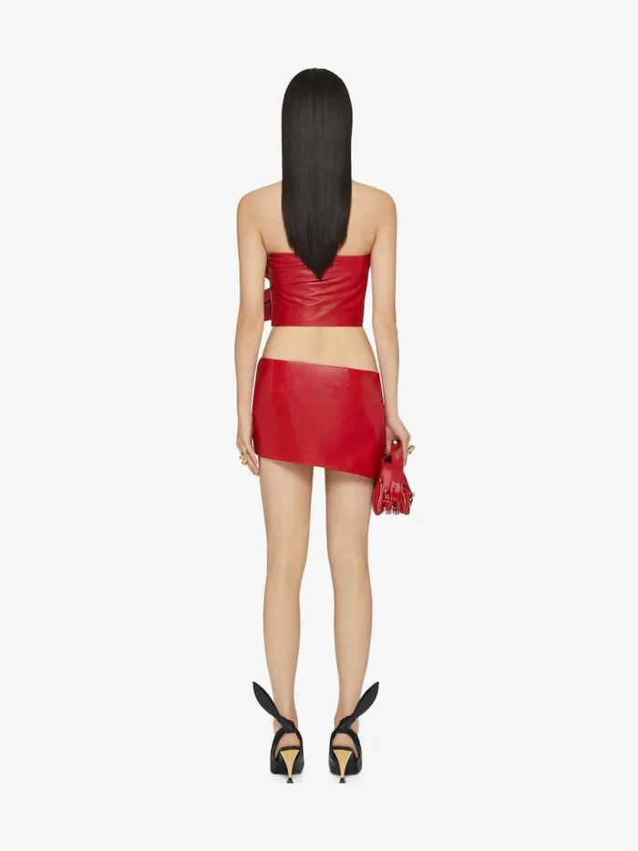 Cropped Bustier Top In Leather With Draped Detail Red Cherry Women Givenchy Tops and Shirts