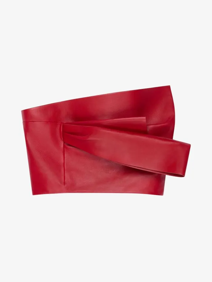 Cropped Bustier Top In Leather With Draped Detail Red Cherry Women Givenchy Tops and Shirts