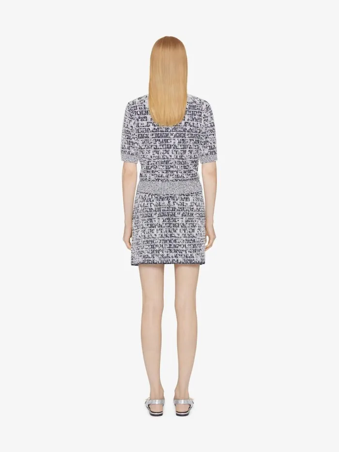 Cropped Cardigan In 4g Tweed With 4g Liquid Detail Navy Women Givenchy Sweaters