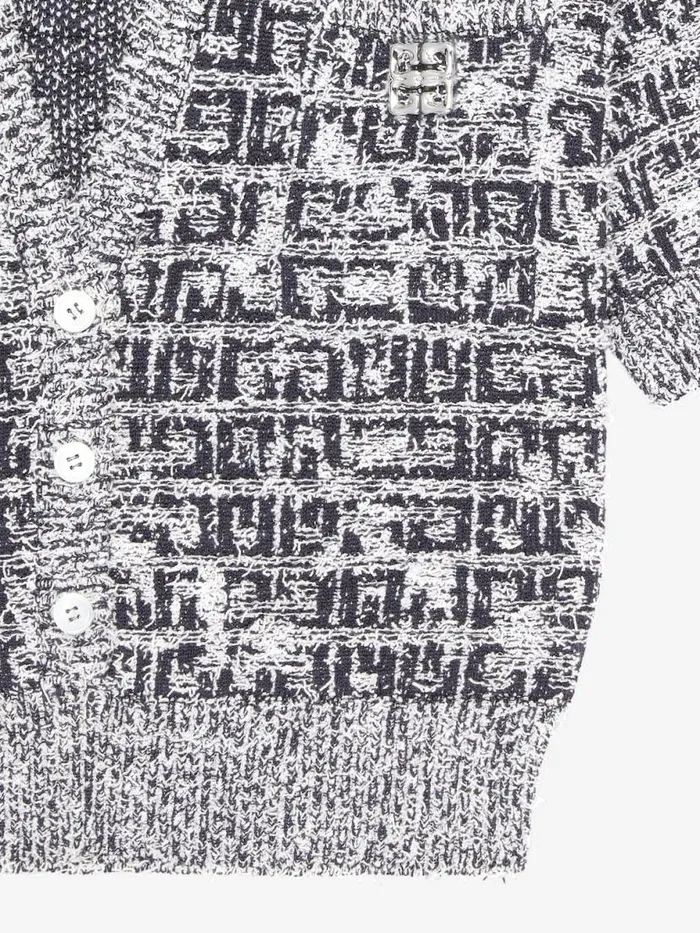 Cropped Cardigan In 4g Tweed With 4g Liquid Detail Navy Women Givenchy Sweaters