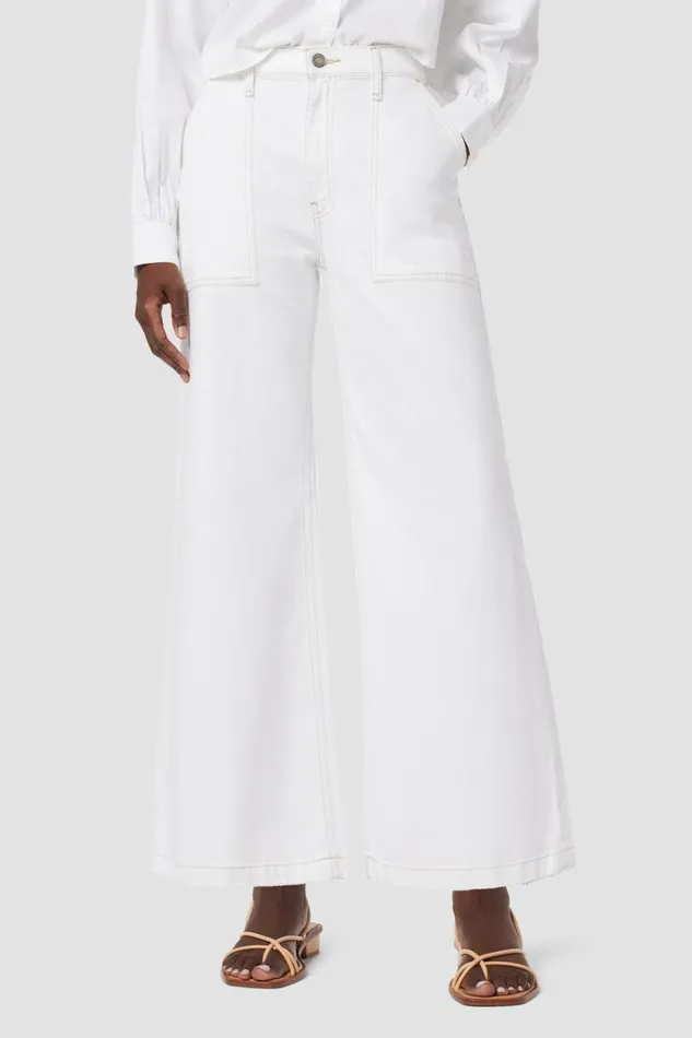 Cropped Women Hudson Jeans Jodie HighRise Wide Leg Crop Jean White