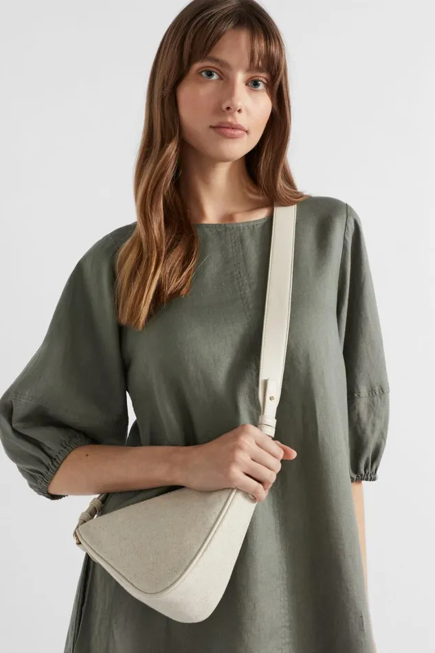 Cross Body Woman Seed Heritage Textured Triangular Crossbody Stone