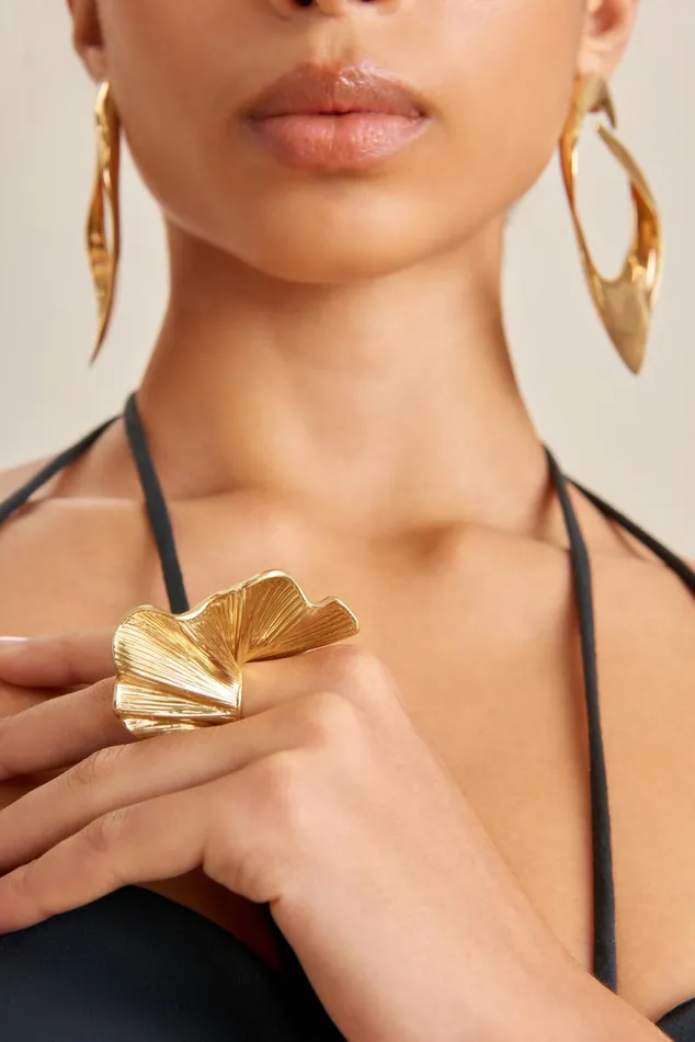 Cult Gaia Celeste Ring Shiny Brass Women Rings