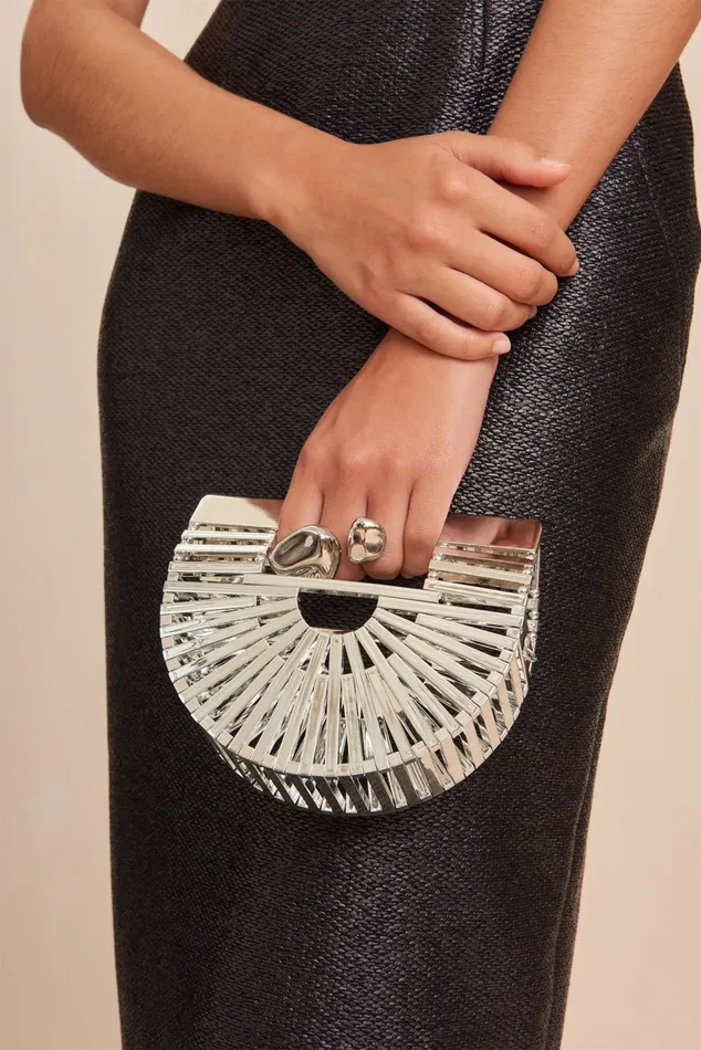 Cult Gaia GaiaS Ark Nano Crossbody Bag Shiny Silver Women Crossbody Bags