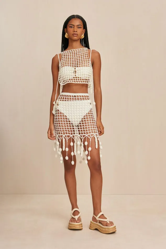 Cult Gaia Moki Crochet Coverup Off White Women Bottoms