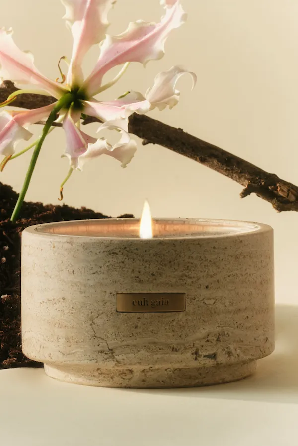 Cult Gaia Travertine Vessel and Candle Women Candles Cult Gaia Travertine Vessel and Candle Women Candles