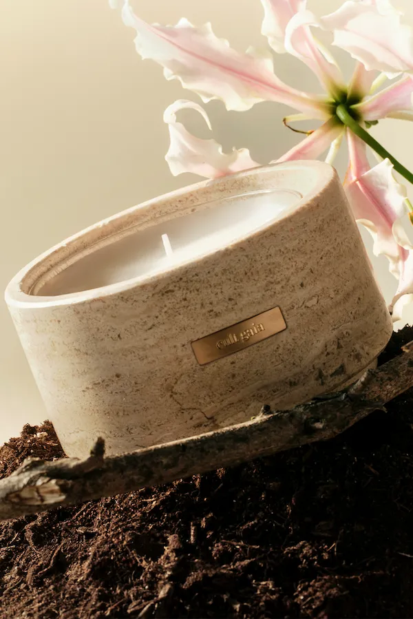 Cult Gaia Travertine Vessel and Candle Women Candles Cult Gaia Travertine Vessel and Candle Women Candles
