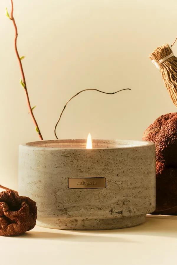 Cult Gaia Travertine Vessel and Candle Women Candles Cult Gaia Travertine Vessel and Candle Women Candles