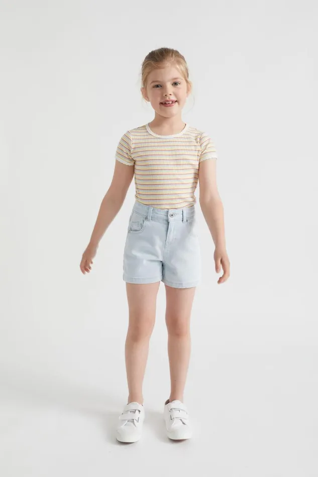 Denim and Jeans Girl Seed Heritage High Rise Denim Short Sun Bleach