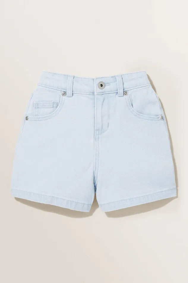 Denim and Jeans Girl Seed Heritage High Rise Denim Short Sun Bleach