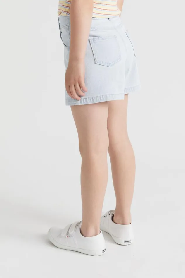 Denim and Jeans Girl Seed Heritage High Rise Denim Short Sun Bleach