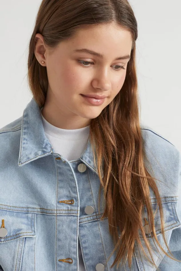 Denim and Jeans Teen Girl Seed Heritage Retro Denim Jacket Bleach Wash