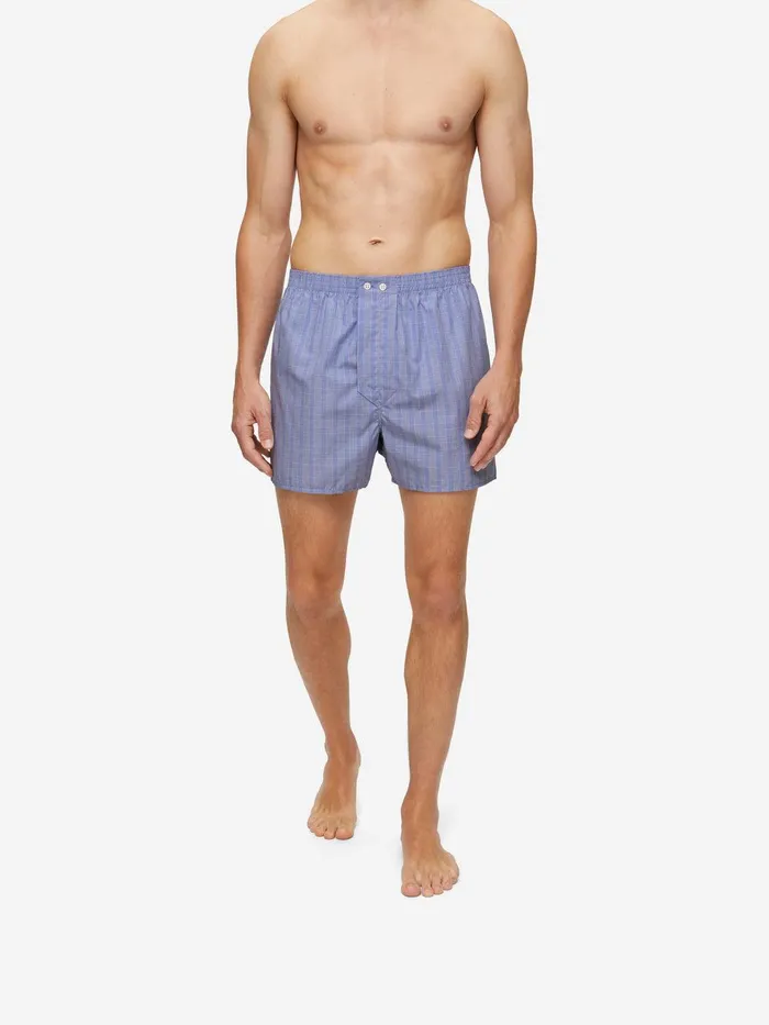 Derek Rose Classic Fit Boxers Felsted 3 Cotton Blue Men Classic Fit Boxer Shorts
