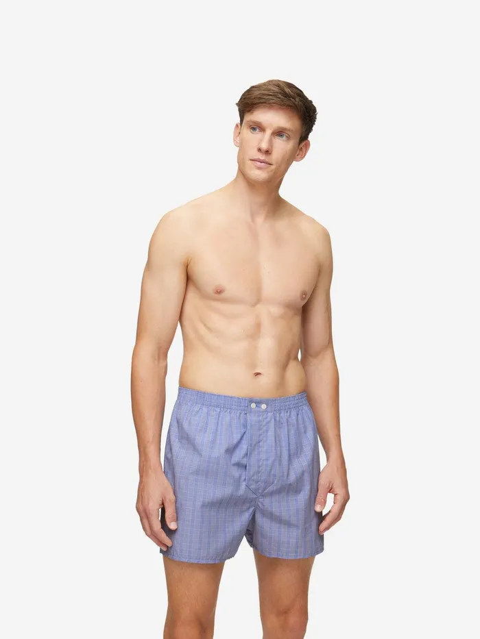 Derek Rose Classic Fit Boxers Felsted 3 Cotton Blue Men Classic Fit Boxer Shorts