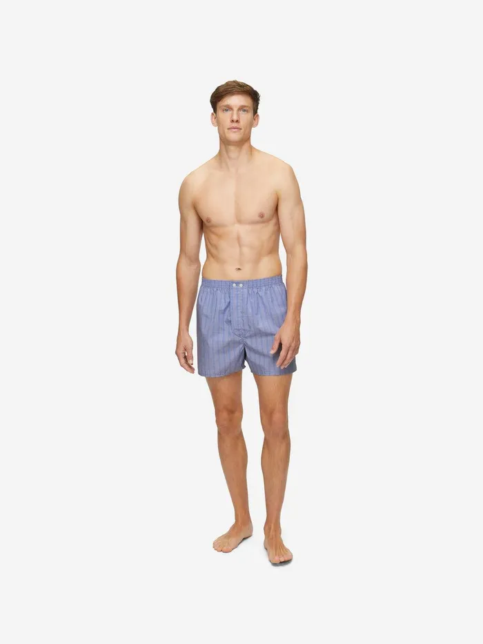 Derek Rose Classic Fit Boxers Felsted 3 Cotton Blue Men Classic Fit Boxer Shorts