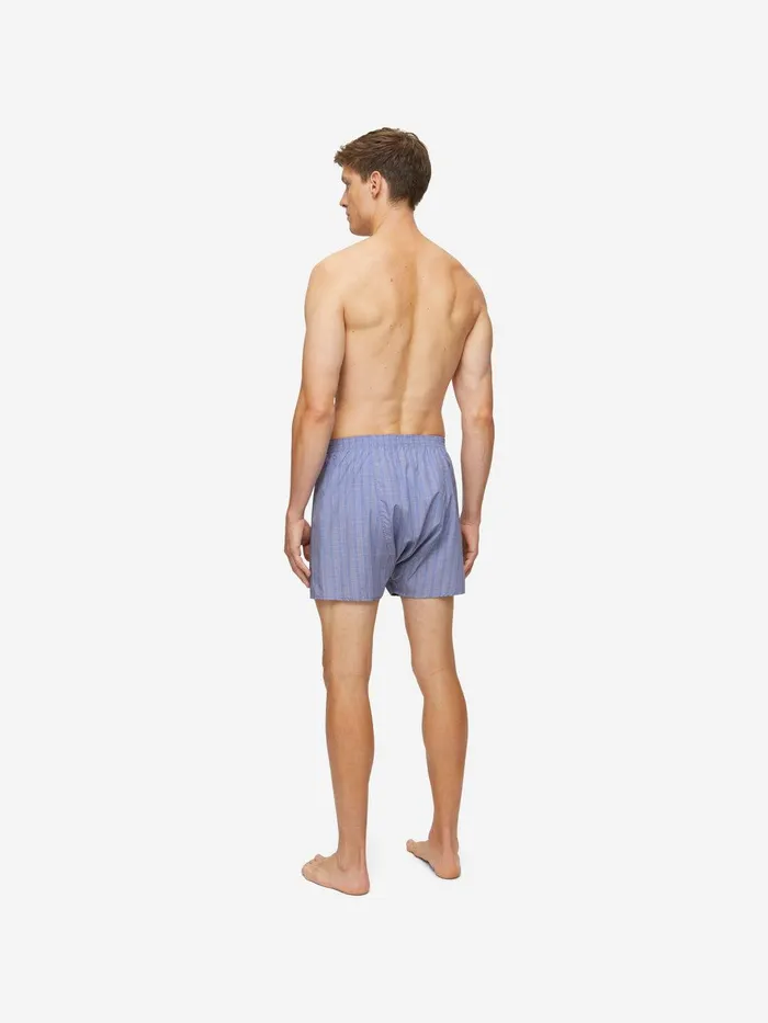 Derek Rose Classic Fit Boxers Felsted 3 Cotton Blue Men Classic Fit Boxer Shorts