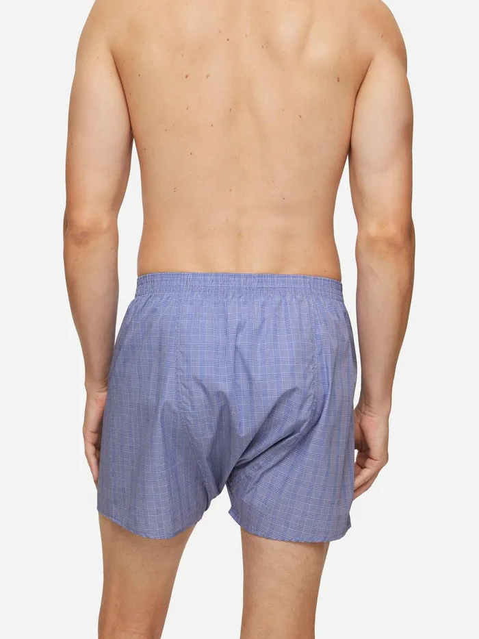 Derek Rose Classic Fit Boxers Felsted 3 Cotton Blue Men Classic Fit Boxer Shorts