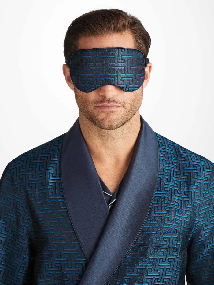 Derek Rose Eye Mask Verona 68 Silk Satin Navy MenWomen Eye Masks