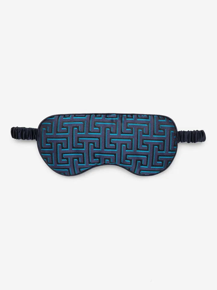Derek Rose Eye Mask Verona 68 Silk Satin Navy MenWomen Eye Masks