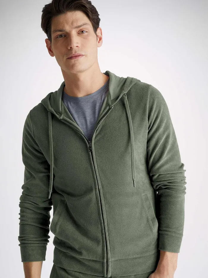 Derek Rose Hoodie Isaac Terry Cotton Soft Green Men Hooded Tops