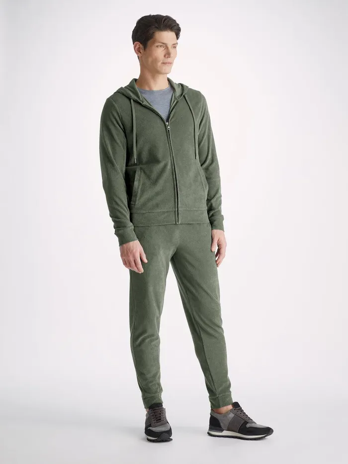 Derek Rose Hoodie Isaac Terry Cotton Soft Green Men Hooded Tops