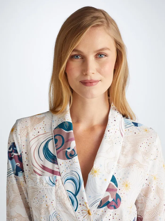 Derek Rose Long Robe Ledbury 76 Cotton Batiste White Women Cotton Pajamas