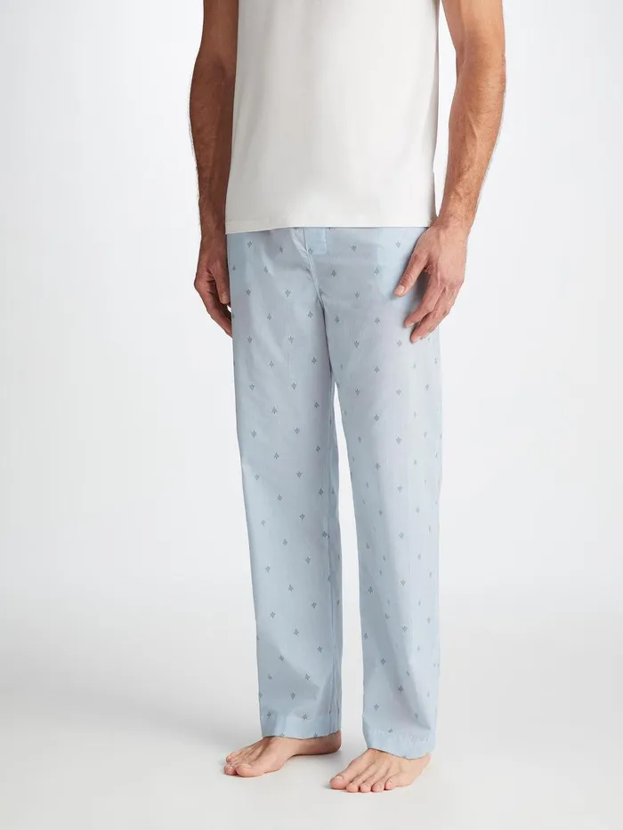 Derek Rose Lounge Pants Nelson 100 Cotton Batiste Blue Men Lounge Pants