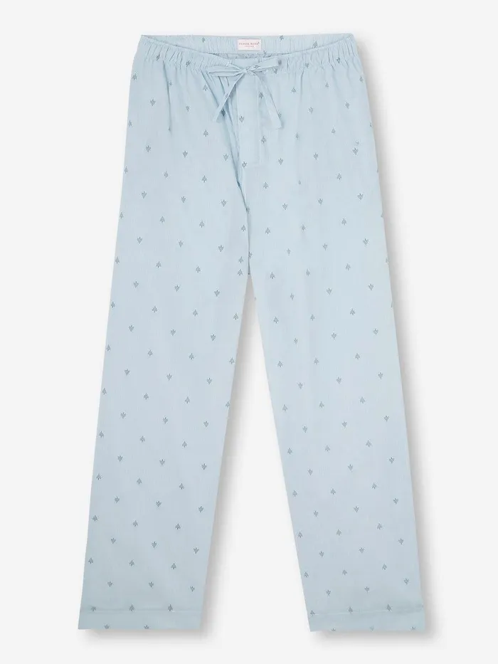 Derek Rose Lounge Pants Nelson 100 Cotton Batiste Blue Men Lounge Pants