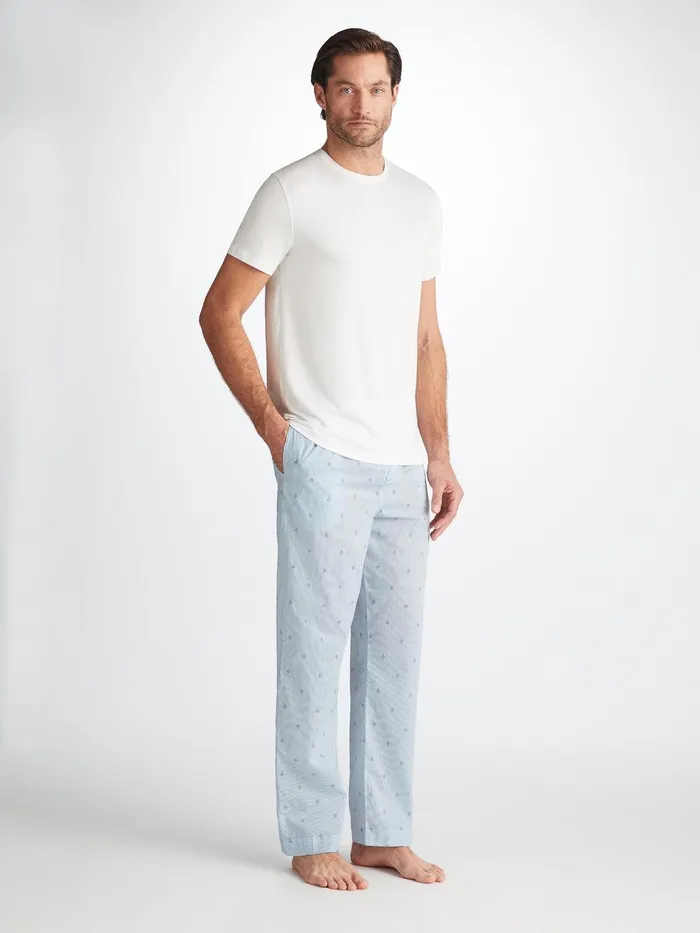 Derek Rose Lounge Pants Nelson 100 Cotton Batiste Blue Men Lounge Pants