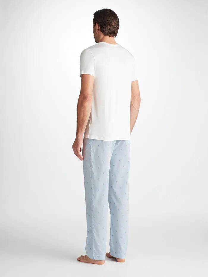 Derek Rose Lounge Pants Nelson 100 Cotton Batiste Blue Men Lounge Pants