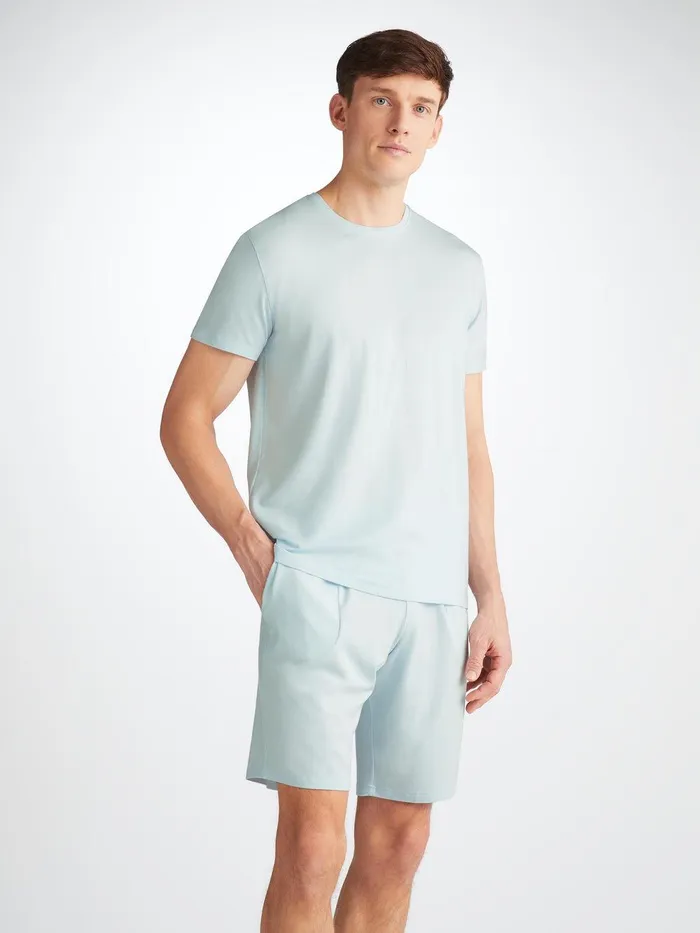 Derek Rose Lounge Shorts Basel Micro Modal Stretch Ice Blue Men Lounge Shorts