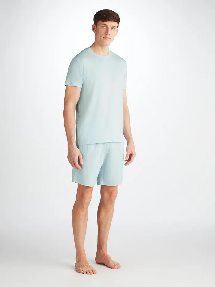 Derek Rose Lounge Shorts Basel Micro Modal Stretch Ice Blue Men Lounge Shorts