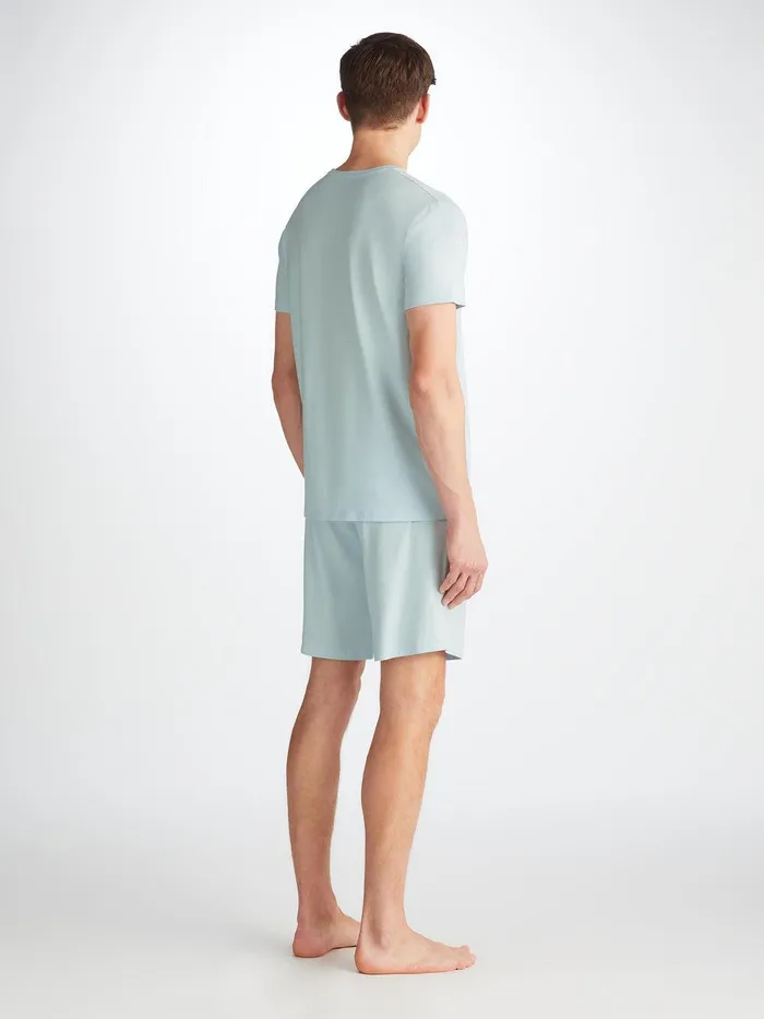 Derek Rose Lounge Shorts Basel Micro Modal Stretch Ice Blue Men Lounge Shorts