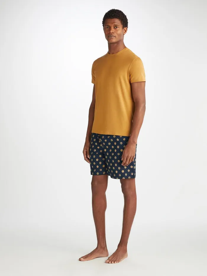 Derek Rose Lounge Shorts Ledbury 78 Cotton Batiste Navy Men Lounge Shorts