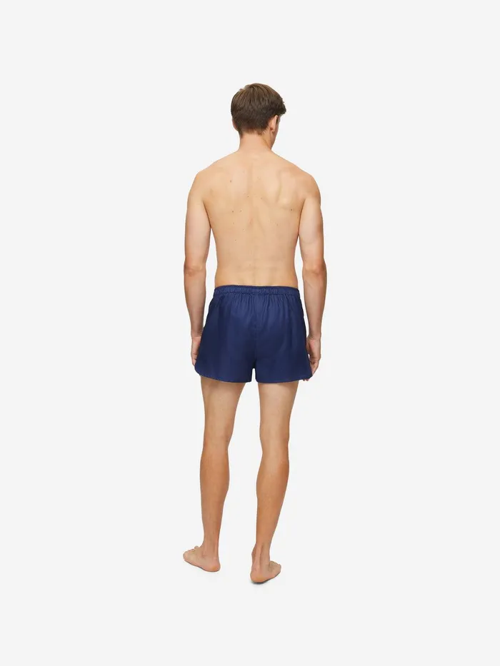 Derek Rose Modern Fit Boxers Lombard 6 Cotton Jacquard Navy Men Modern Fit Boxer Shorts