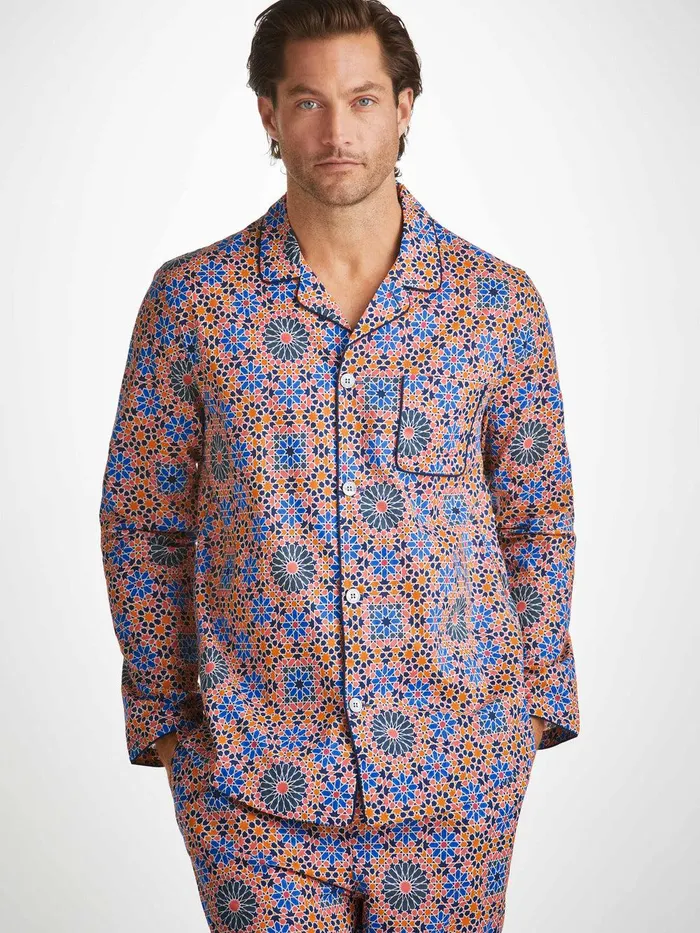 Derek Rose Modern Fit Pajamas Ledbury 69 Cotton Batiste Multi Men Cotton Pajamas