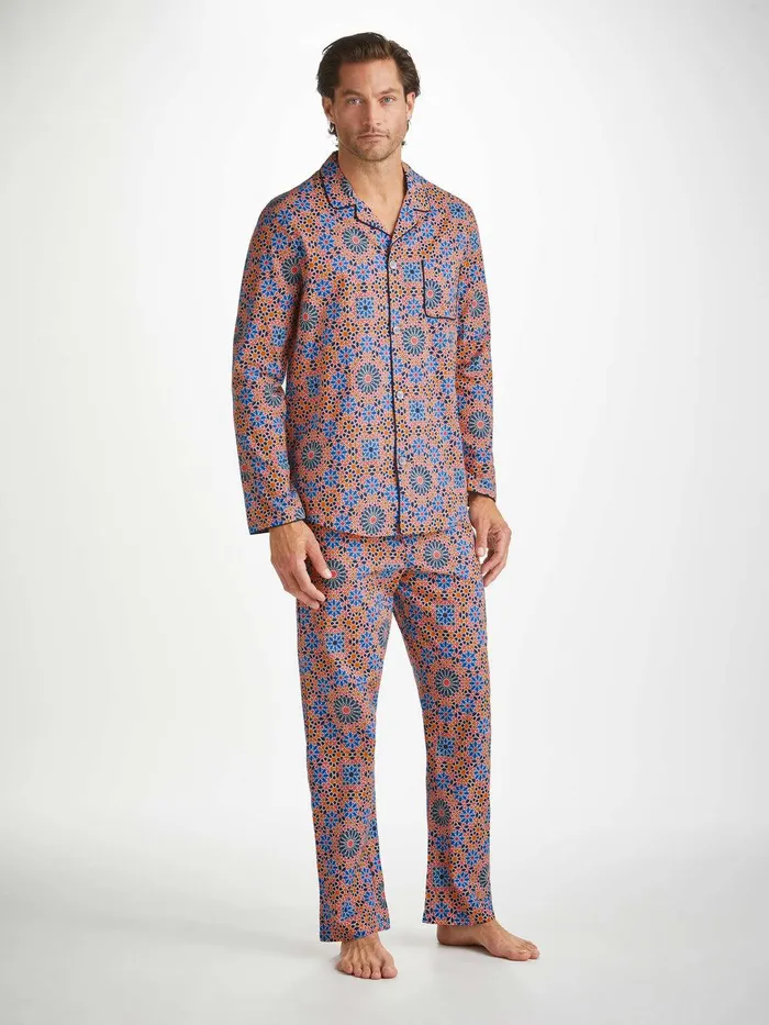 Derek Rose Modern Fit Pajamas Ledbury 69 Cotton Batiste Multi Men Cotton Pajamas