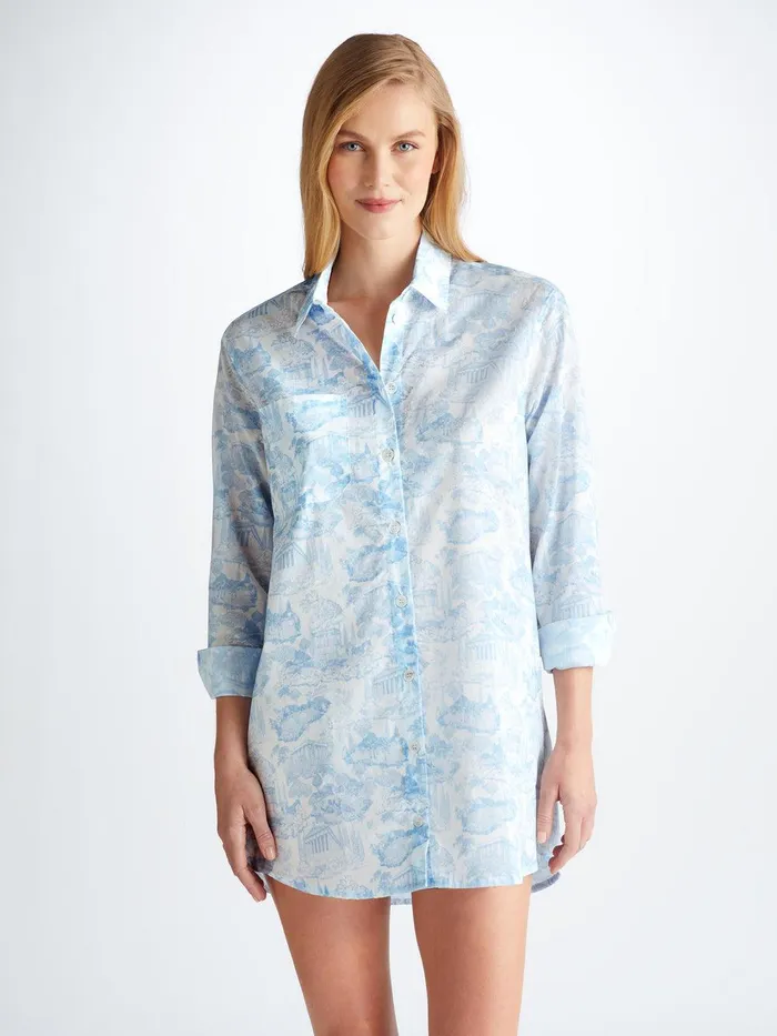 Derek Rose Nightshirt Ledbury 77 Cotton Batiste White Women Sleep Shirts