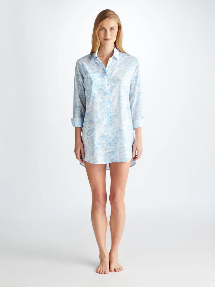 Derek Rose Nightshirt Ledbury 77 Cotton Batiste White Women Sleep Shirts